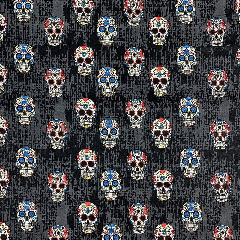 Skull Fabric Halloween Fabric Sugar Skull Fabric Black | Fabric Design Treasures