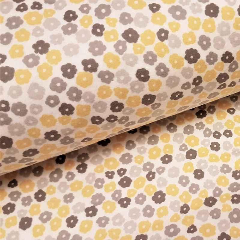 Small Floral Cozy Cotton FLANNEL, Gray and Yellow Floral | Fabric Design Treasures