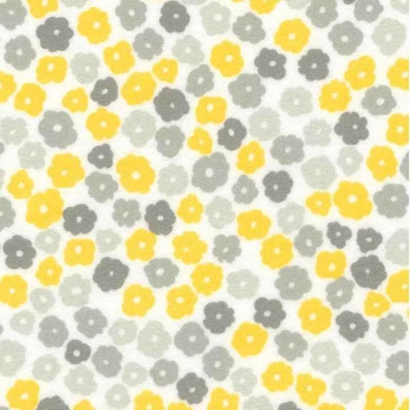 Small Floral Cozy Cotton FLANNEL, Gray and Yellow Floral | Fabric Design Treasures