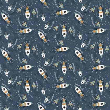 Spaceships in Outer Space Flannel, Starry Adventures - Fabric Design Treasures