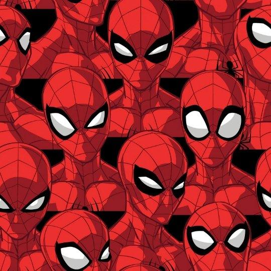 Spiderman Fabric, Marvel Packed Spiderman Headshots - Fabric Design Treasures