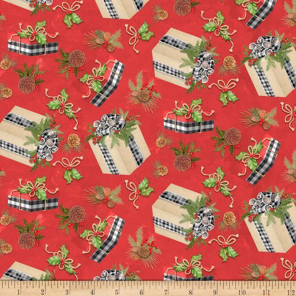 Springs Creative, Tossed Christmas Gifts, Christmas Fabric | Fabric Design Treasures