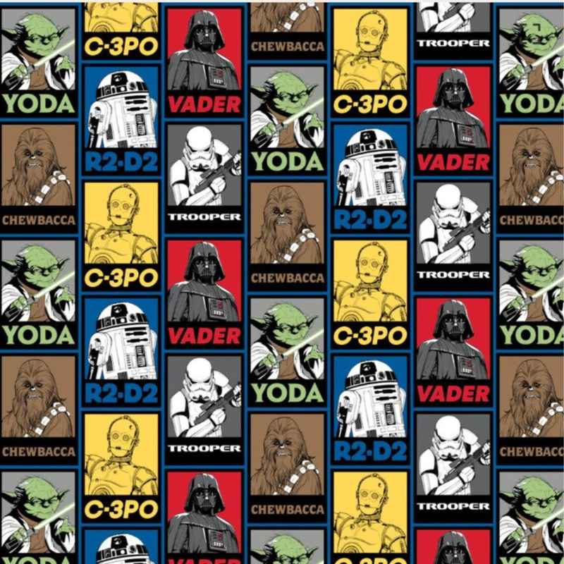 Star Wars Classic Character Poster Fleece, Anti-Pill Polar Fleece | Fabric Design Treasures