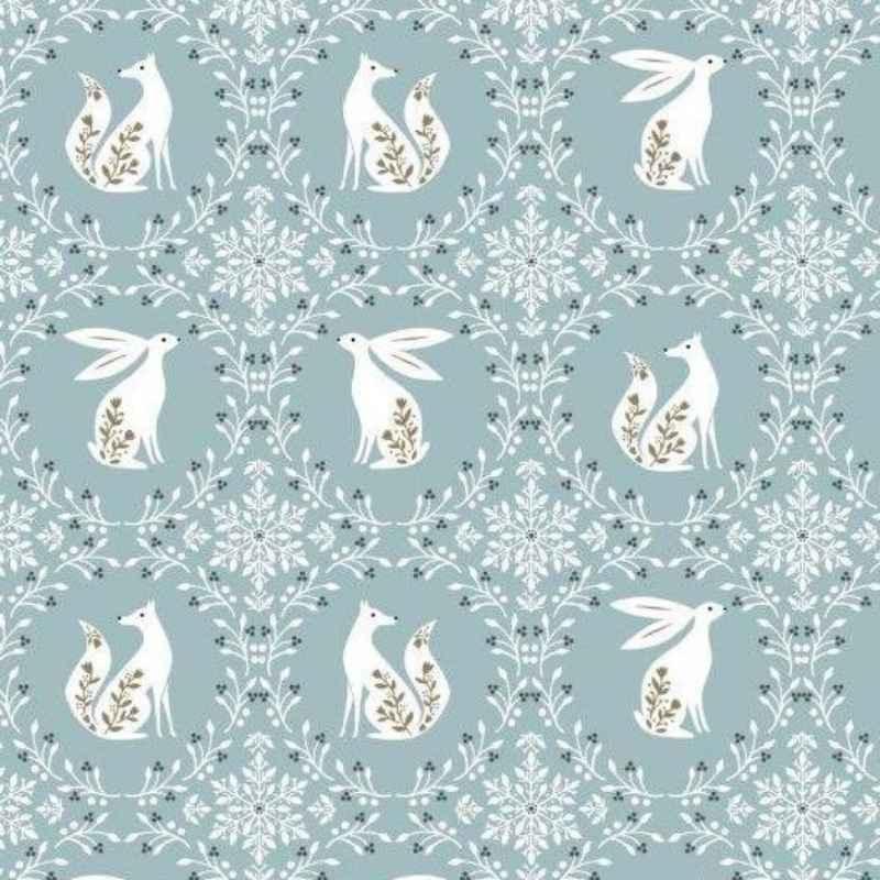 Starlit Hollow (Gold Metallic) Hare & Fox | Fabric Design Treasures