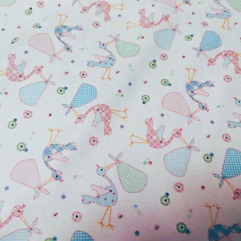 Stork Nursery FLANNEL in pastel colors | Fabric Design Treasures