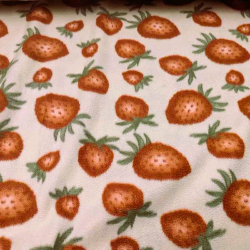 Strawberries Anti-Pill Polar Fleece on Beige | Fabric Design Treasures