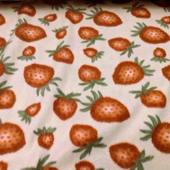 Strawberries Anti-Pill Polar Fleece on Beige | Fabric Design Treasures
