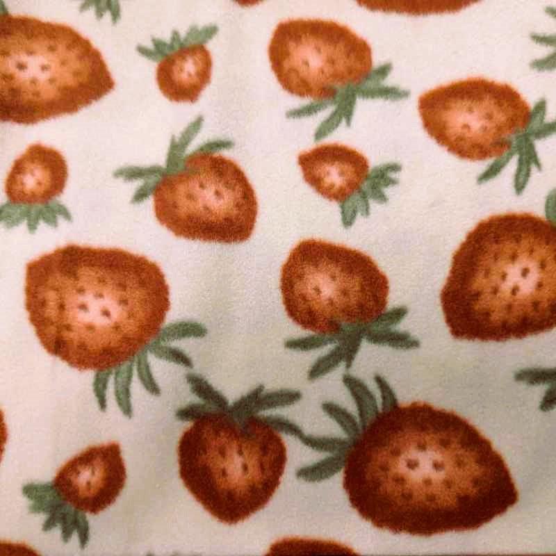 Strawberries Anti-Pill Polar Fleece on Beige | Fabric Design Treasures