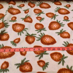 Strawberries Anti-Pill Polar Fleece on Beige | Fabric Design Treasures