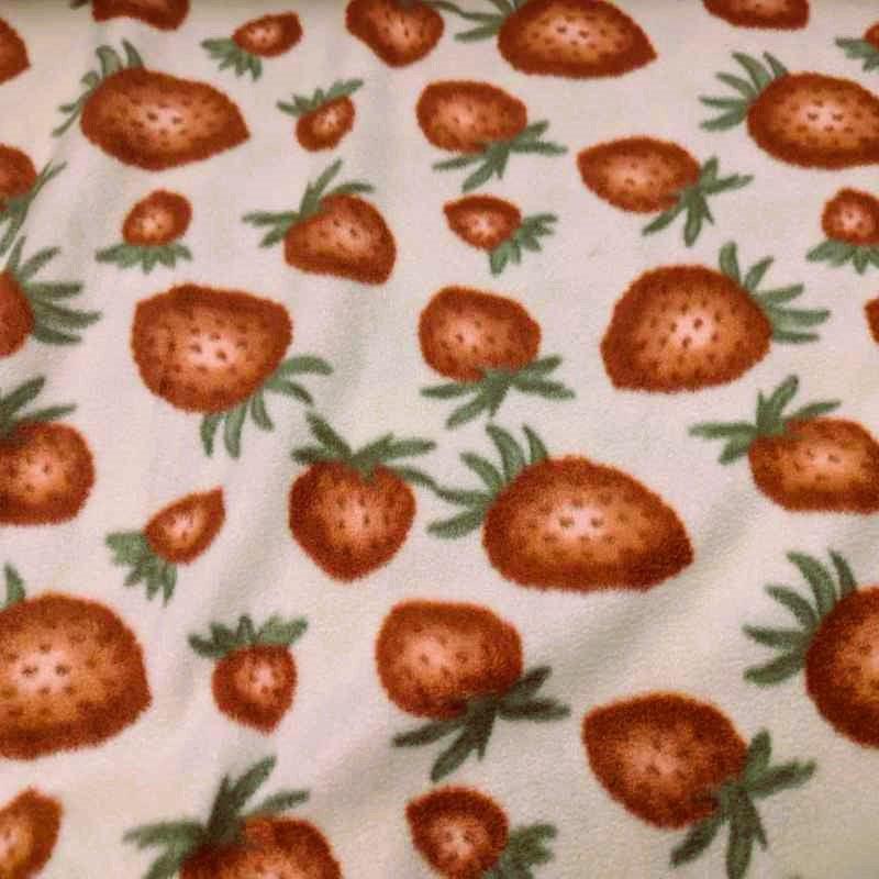 Strawberries Anti-Pill Polar Fleece on Beige | Fabric Design Treasures