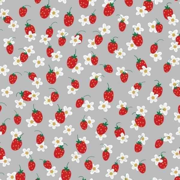 Strawberry Flower Organic Jersey Knit Oeko-tex | Fabric Design Treasures