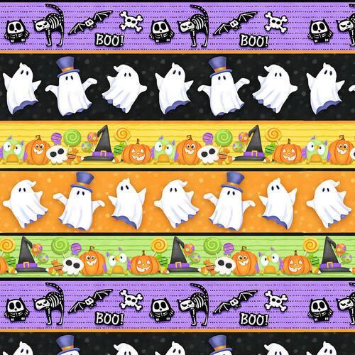 Striped Halloween Fabric Glow In the Dark | Fabric Design Treasures