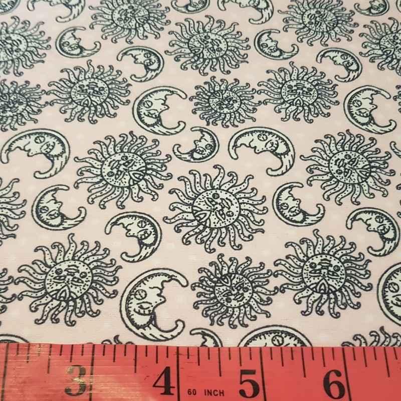 Sun and Moon FLANNEL on Pink, Pink Flannel | Fabric Design Treasures