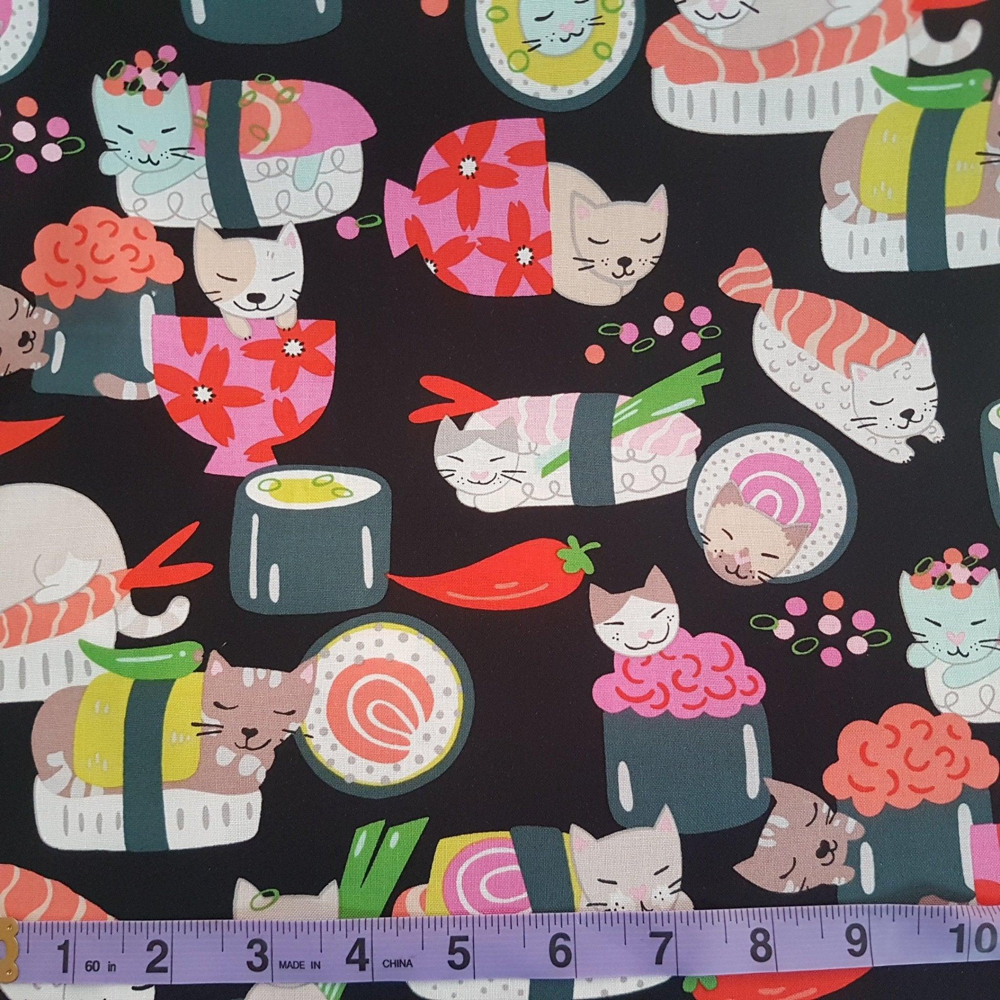 Sushi Fabric, Kitty Rolls - De Leon Design Group | Fabric Design Treasures