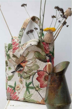 Tapestry Fabric FLORAL BOTANIC BIRD Gobelin Premium | Fabric Design Treasures