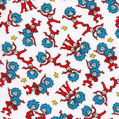 Thing One and Thing Two,A Little Dr. Seuss Thing on White | Fabric Design Treasures