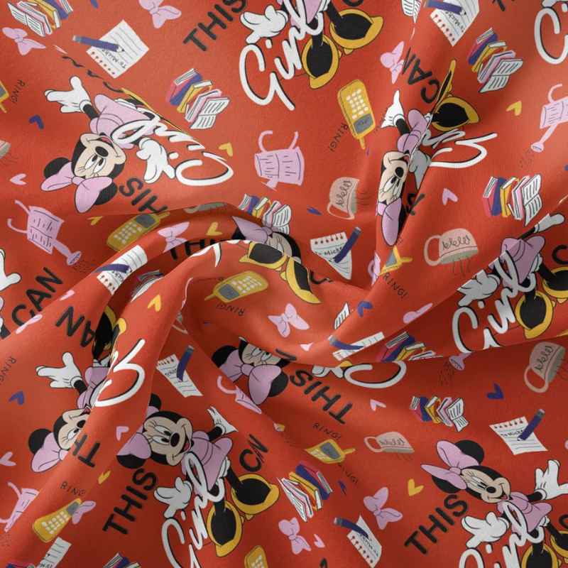 This Girl Can in Red, Minnie Living Her Best Life | Fabric Design Treasures