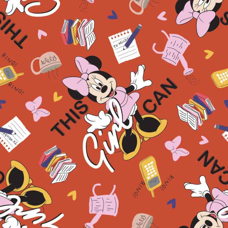 This Girl Can in Red, Minnie Living Her Best Life | Fabric Design Treasures