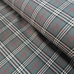 Thompson Grey Modern Tartan Fabric | Fabric Design Treasures