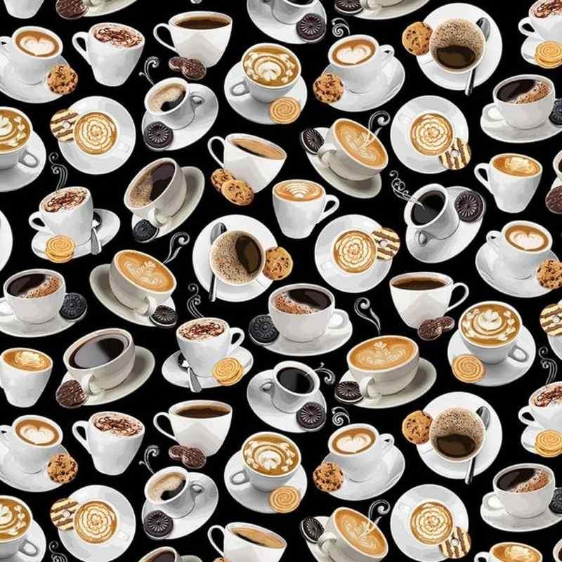 Timeless Treasures Back to the Grind Tossed Coffee | Fabric Design Treasures