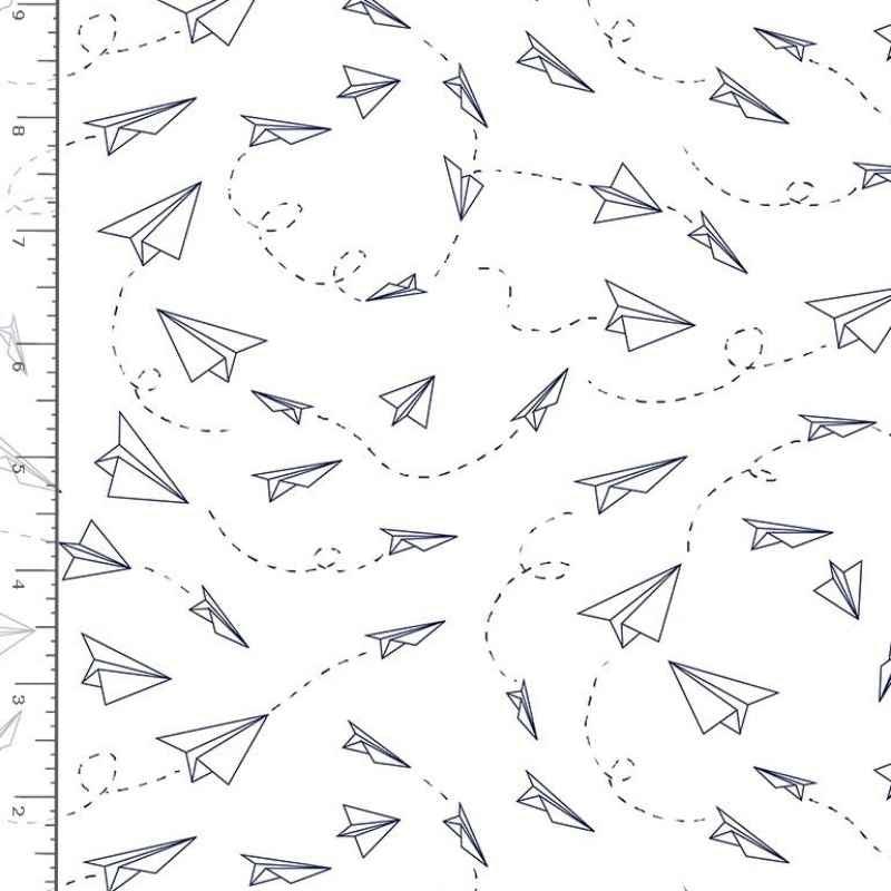 Timeless Treasures Blast Off Paper Airplanes | Fabric Design Treasures