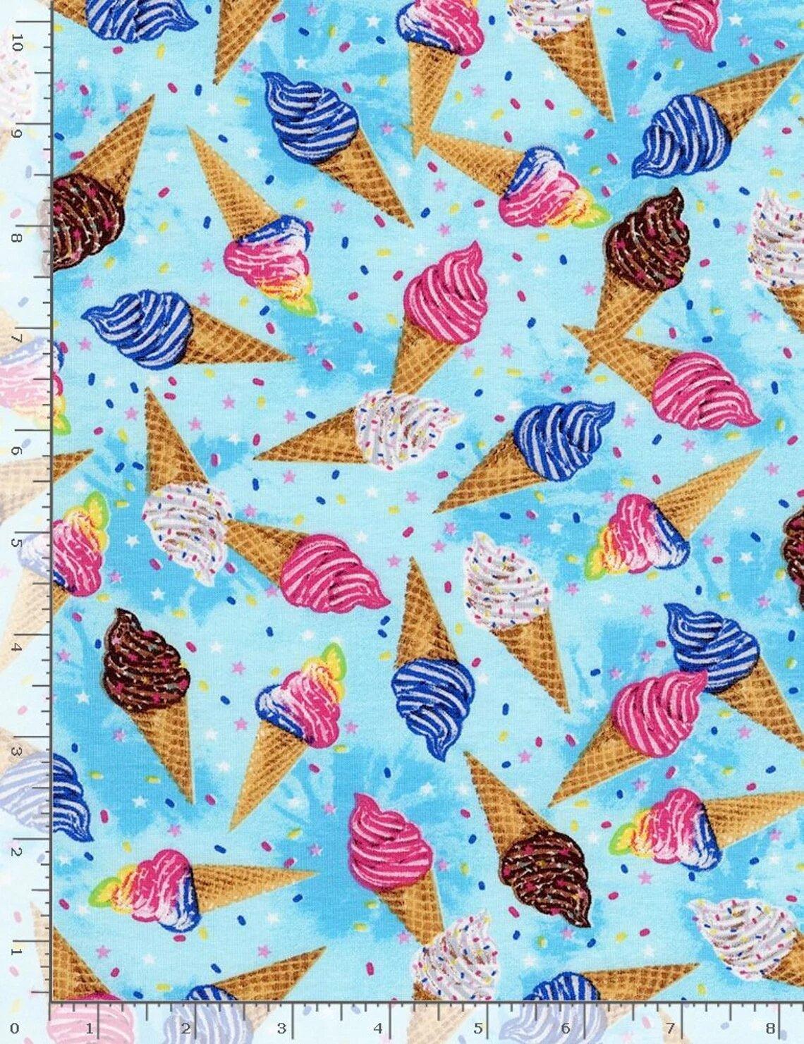 Timeless Treasures. Mini Colorful Ice Cream Cones KNIT | Fabric Design Treasures