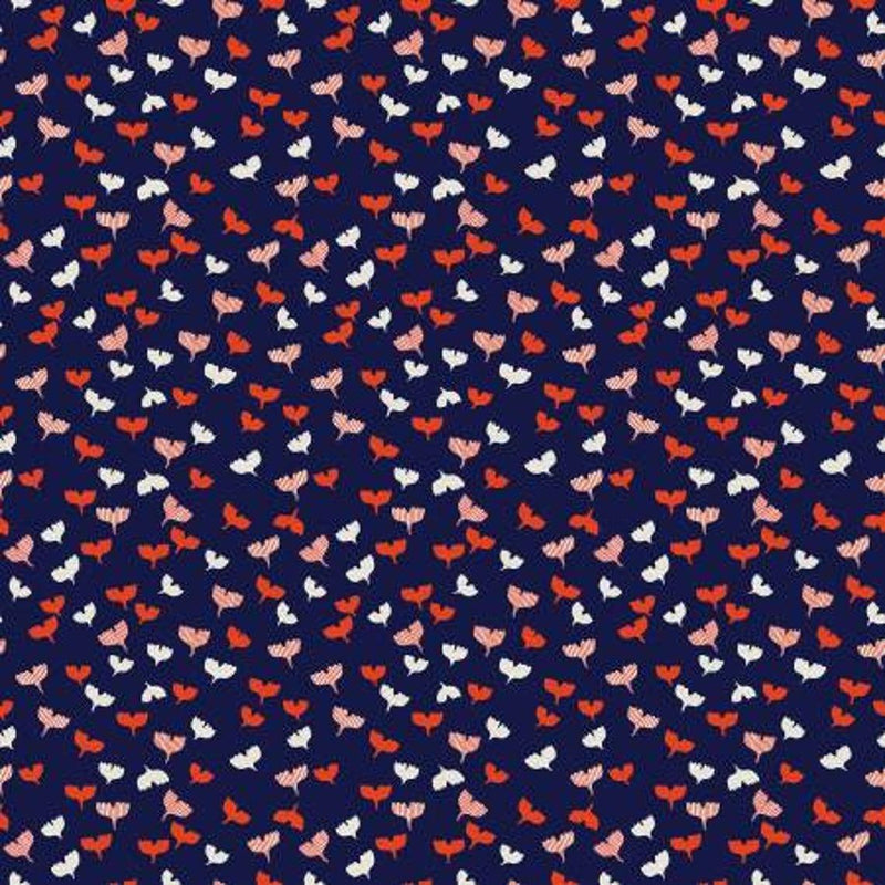 Tiny Leaves Fabric on Navy Blue Japanese Garden | Fabric Design Treasures