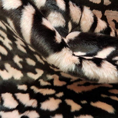 TISSAVEL Fur, Fun Fur with Pink Blotches on Dark Brown | Fabric Design Treasures