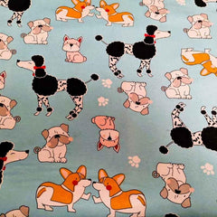 Toss Dog FLANNEL on Light Blue flannel fabric | Fabric Design Treasures