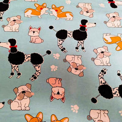 Toss Dog FLANNEL on Light Blue flannel fabric | Fabric Design Treasures