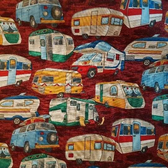 Tossed Camper Quilting Cotton Fabric | Packed Camper Fabric | Fabric Design Treasures