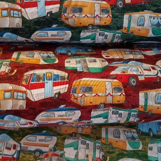 Tossed Camper Quilting Cotton Fabric | Packed Camper Fabric - Fabric Design Treasures