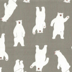 Tossed Polar Bear Cotton Canvas Fabric on Taupe - Fabric Design Treasures