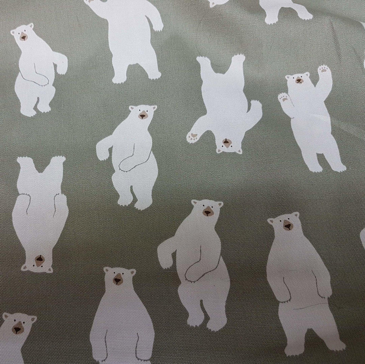 Tossed Polar Bear Cotton Canvas Fabric on Taupe | Fabric Design Treasures