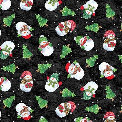 Tossed Snowmen Christmas fabric by Diane Kater - Fabric Design Treasures