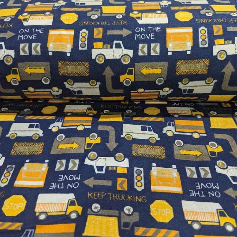 Truck FLANNEL, Keep Trucking by Elizabeth Silver | Fabric Design Treasures