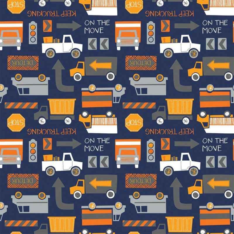 Truck FLANNEL, Keep Trucking by Elizabeth Silver | Fabric Design Treasures