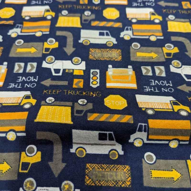 Truck FLANNEL, Keep Trucking by Elizabeth Silver | Fabric Design Treasures