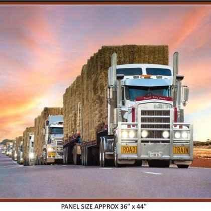 Truck Panel, Road Trains Panel The Drought Convoy (1006E) | Fabric Design Treasures