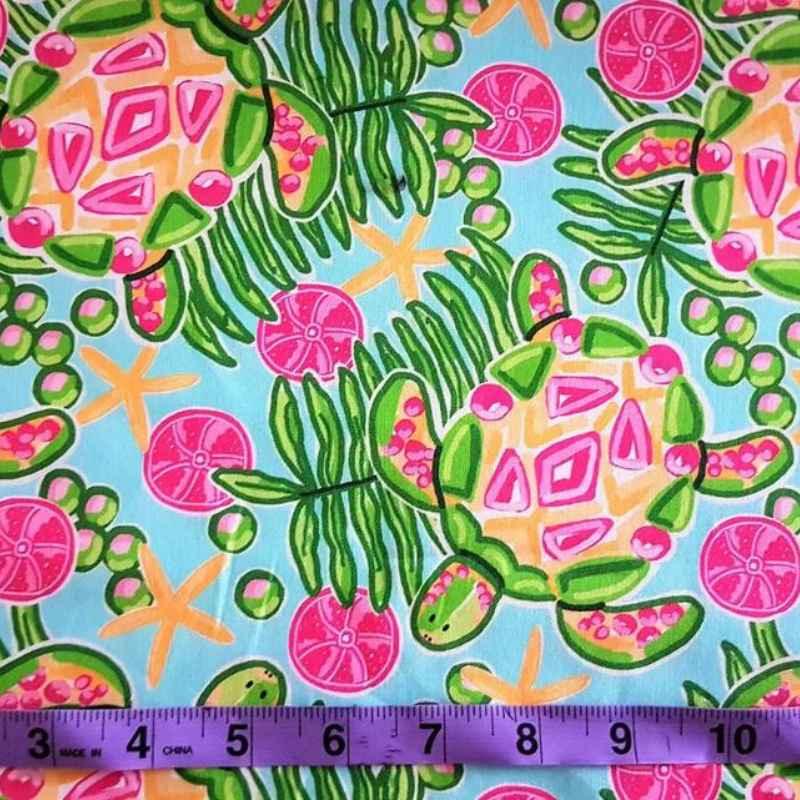 Turtle and Starfish Fabric, Robert Kaufman, Digitally Printed | Fabric Design Treasures