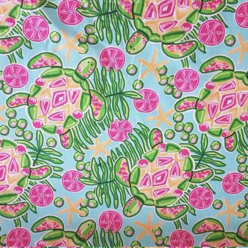 Turtle and Starfish Fabric, Robert Kaufman, Digitally Printed | Fabric Design Treasures