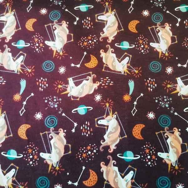 Unicorn Flannel Fabric, Constellation Stars Flannel | Fabric Design Treasures