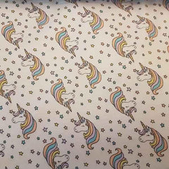 Unicorn Flannel Fabric on Cream | Fabric Design Treasures