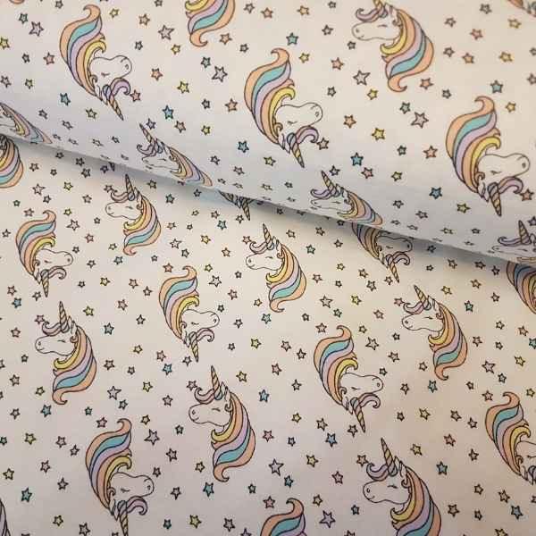 Unicorn Flannel Fabric on Cream | Fabric Design Treasures