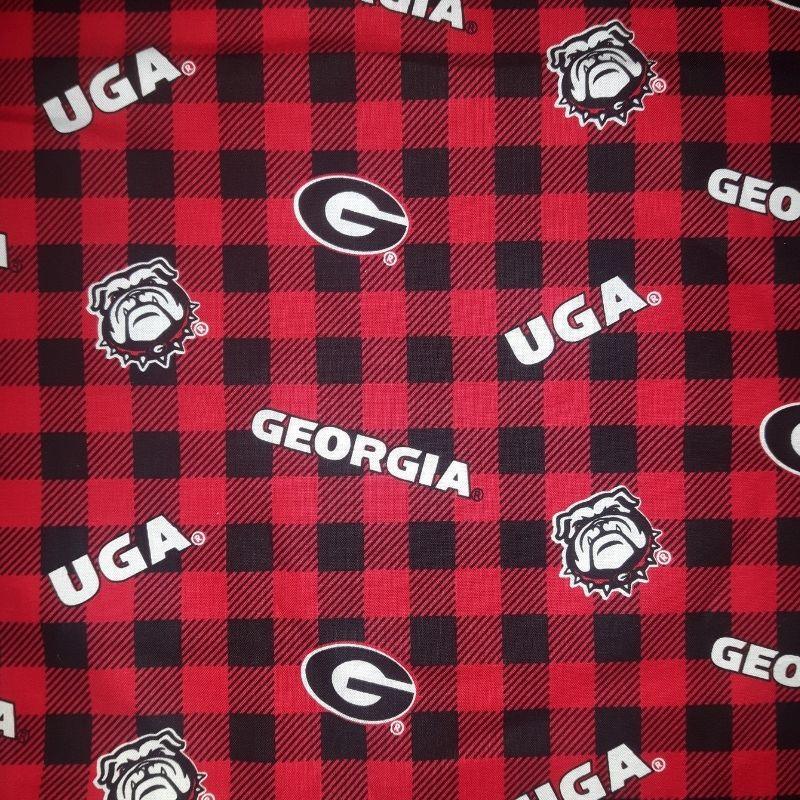 University of Georgia Fabric Logo on Checkered Background | Fabric Design Treasures