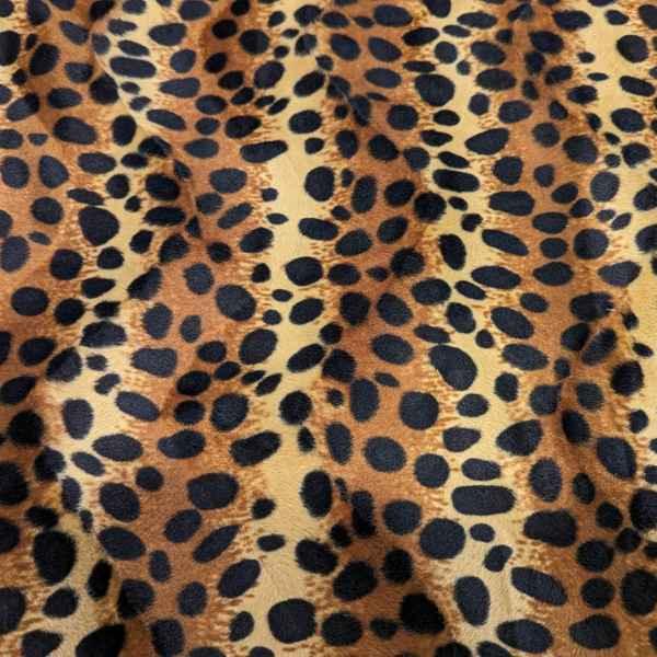 Velboa, Black Spotted Leopard on Brown, Animal Print - Fabric Design Treasures