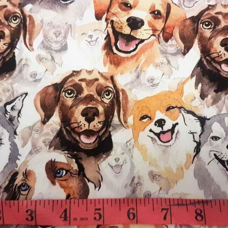 Watercolor Dog Fabric, 100% Cotton Fabric | Fabric Design Treasures