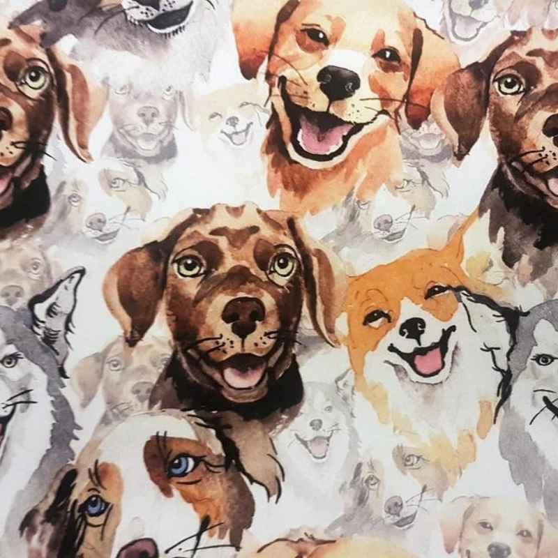 Watercolor Dog Fabric, 100% Cotton Fabric - Fabric Design Treasures