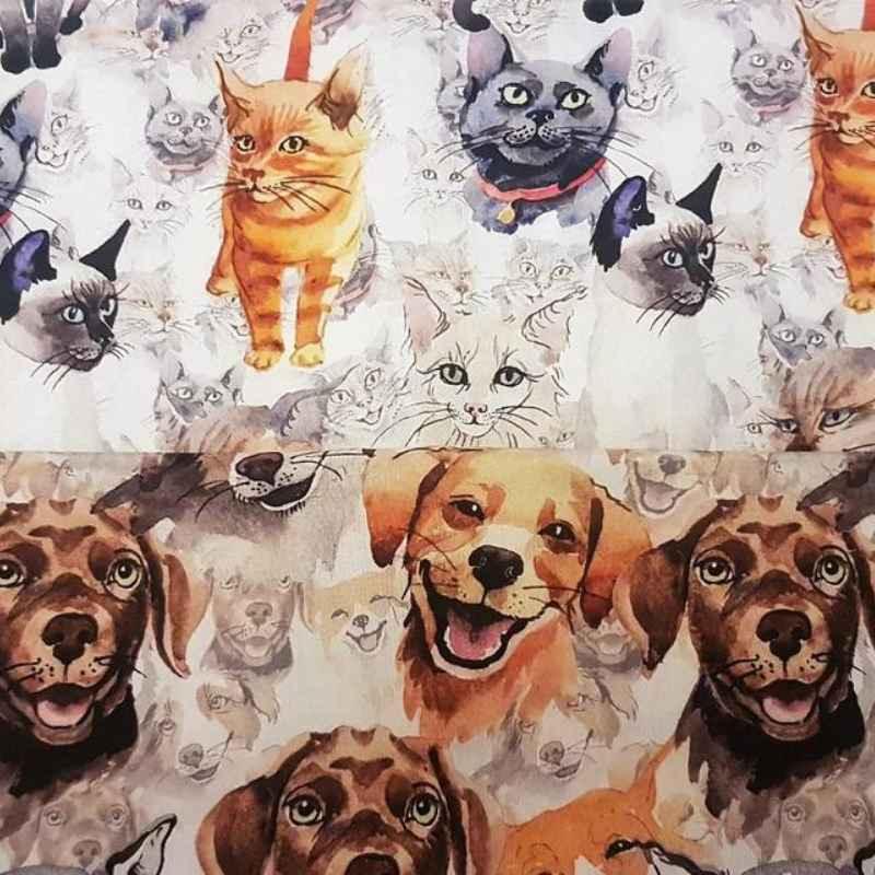 Watercolor Dog Fabric, 100% Cotton Fabric | Fabric Design Treasures