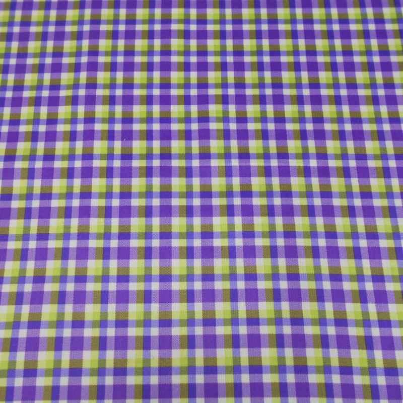 Waterproof Laminate fabric PUL - Lime Green Purple Plaid - Fabric Design Treasures